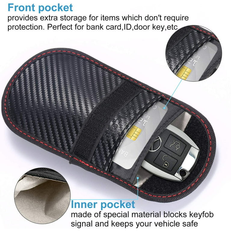 Todoxi 2 Pack Small Faraday Pouch For Car Keys Car Key Signal Blocking Bag Keyless Car Entry RFID Key Pouch Faraday Bag