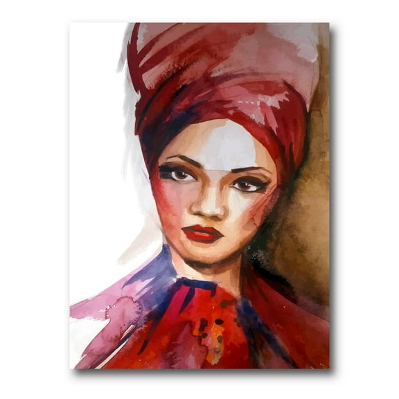 Designart ' Portrait of Young African American Woman I ' Modern Canvas Wall Art Print