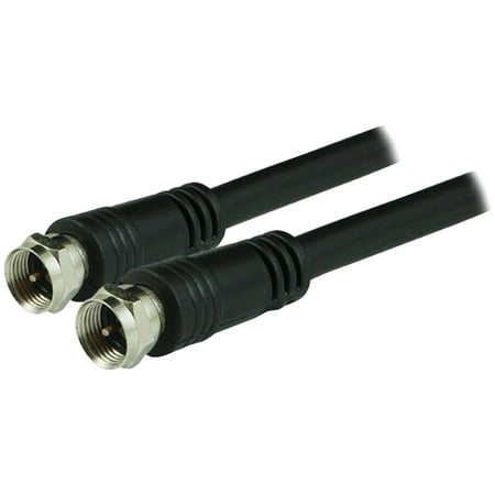 GE RG6 Coaxial Cable, 25 ft. F-Type Connectors, Double Shielded Coax, Ideal for TV Antenna, DVR, VCR, Satellite Receiver, Cable Box, Home Theater, Black, (Best Coaxial Cable For Tv)