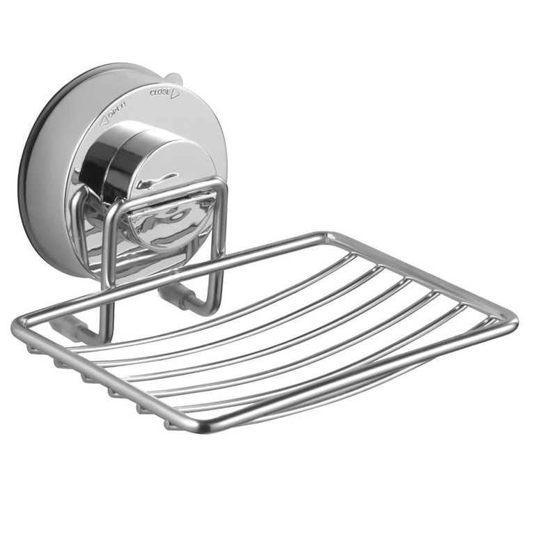 Stainless Steel Non-punch Suction Cup Soap Holder Box Drain Soap Tray  Bathroom Kitchen 