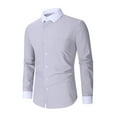 thumbnail image 4 of Men's French Cuff Dress Shirt Stripe Slim Fit Button Long Sleeve Shirt Business Casual Formal Shirts, 4 of 6