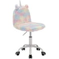 thumbnail image 6 of Guyou Cute Fuzzy Kids Chair, Faux Fur Rolling Swivel Children Desk Chair, Adjustable Student Task Chair Vanity Chair with Unicorn Shaped Back for Bedroom Living Room Study Room Kids Room , Colorful, 6 of 6