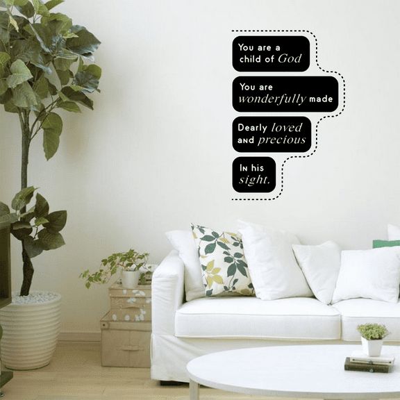 Psalm 1:39 Dearly Loved Bible Verse Religious Religion Christ Saying Motivational Quote Wall Decal Wall Art Designs Stickers for Home Room House Decor Vinyl Wall Sticker Decoration (40x35 inch)