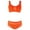 Orange, variant on WREESH Womens High Waisted Bikini Swimsuit Fishnet Solid Color Swimsuit Slimming Hollow Mesh Split Three Piece Bikini Swimsuit Set Beach Bathing Suit Green
