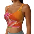 thumbnail image 2 of Goofa Orange Flower Psychedelic Printed Sports Bras for Women, High Impact Running Bra Workout Crop Tank Tops Longline Sports Bra Push up-Small, 2 of 9