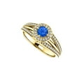 thumbnail image 1 of CZ Saphir Triple Rangée Split Shank Halo Ring Vermeil, 1 of 8