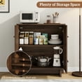 thumbnail image 2 of Laintene Sideboard Buffet Cabinet with Storage, 31" Mid Century Storage Cabinet with Lines Panel Doors, Adjustable Shelf for Kitchen Dining Room, Wood Accent Cabinet for Living Room, Walnut, 2 of 10