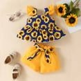 thumbnail image 3 of Pejock Newborn Toddler Infant Baby Girls Clothes Romper Shorts Set Summer Flower Sling Set Cute Cotton Shorts Headband, 3-6Months, 3 of 6