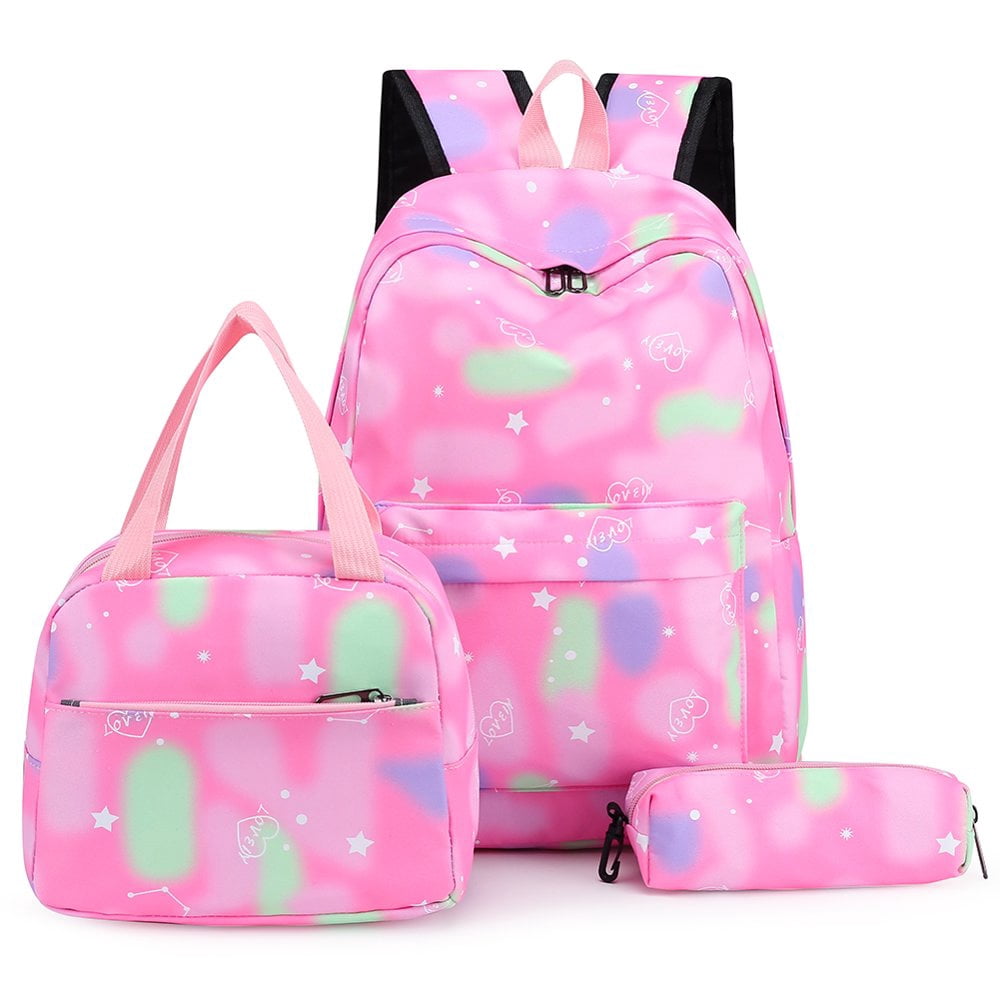 Ensemble de 3 Pcs Sac pour Ordinateur Grande Capacité Mode Femmes Nylon pour Cadeau (Rose)