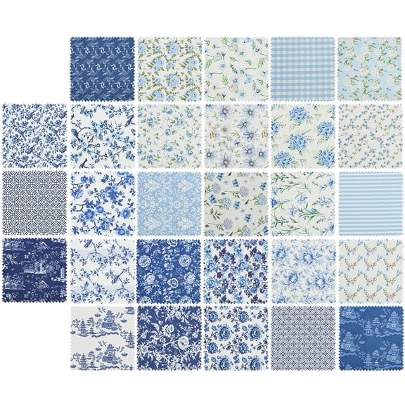 168/28Pcs Floral Cotton Fabric Bundles Precut Quilting Fabric Squares