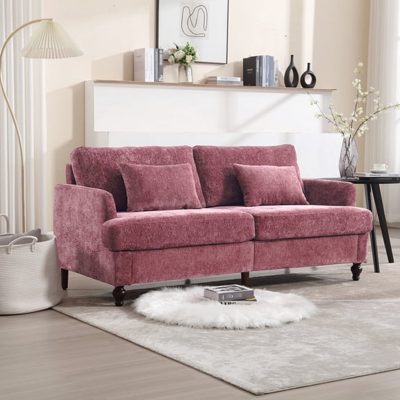 2-Seat Chenille Loveseat with Solid Wood Frame and Removable Cushions - Ideal for Living Room, Bedroom or Small Spaces
