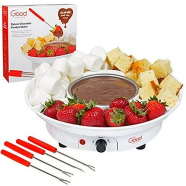 Chocolate Fondue Maker- Deluxe Electric Dessert Fountain Fondue Pot Set with 4 Forks and Party Serving Tray
