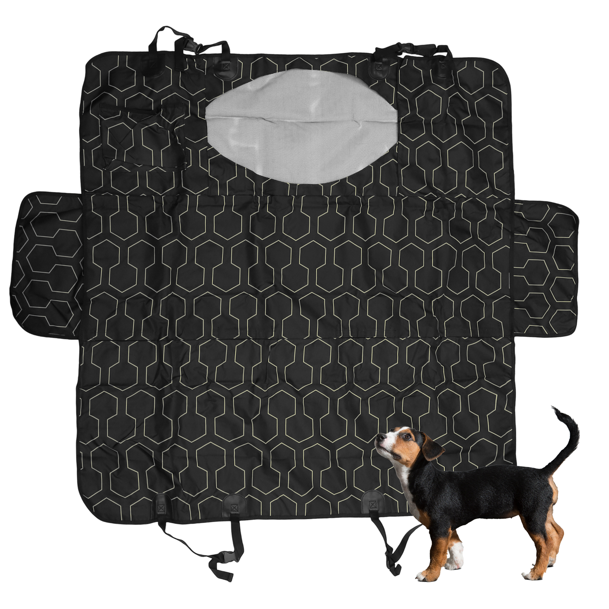 Unique Bargains Durable Waterproof Car Seat Cover for Pet Flower Pattern Black