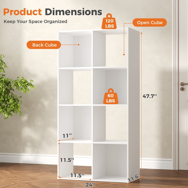 JIOABL 8-Cube Storage Organizer Bookshelf in White photo 8