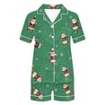 thumbnail image 6 of Cavosen Christmas Two Piece Lounge Set for Women Pajamas Xmas Cute Santas Snowflake Print Sleepwear Outfits with Pocket Button down Lapel Neck Short Sleeve Tops Short Pants Nightwear Soft Pjs, 6 of 6