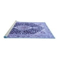 thumbnail image 2 of Ahgly Company Machine Washable Indoor Round Medallion Blue Traditional Area Rugs, 4' Round, 2 of 4