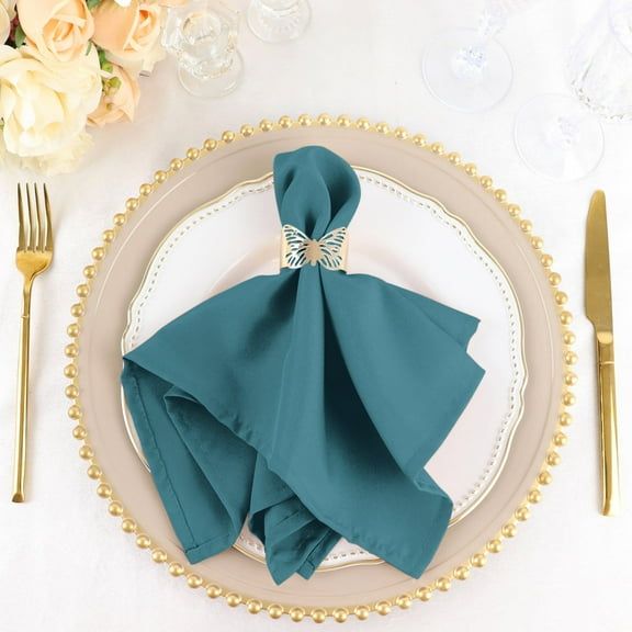 Balsa Circle 50 Pieces 17" Peacock Teal Polyester Luncheon Napkins Party Wedding