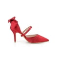 thumbnail image 4 of BLISSFUL STEP Women's Shoes Satin High Heel Pumps Bow Decor Pointed Toe Slip-On Shoes Red 11, 4 of 7