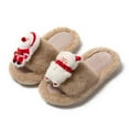 thumbnail image 4 of Lovskoo 2024 Women's Novelty Christmas Slippers Cute Fuzzy Open Toe House Slippers Cozy Keep Warm Cotton Indoor Christmas Gifts for Women Brown, 4 of 5