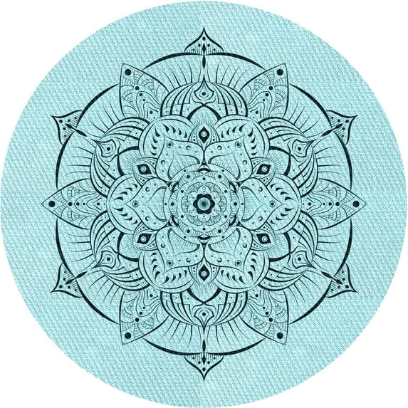 Ahgly Company Indoor Round Patterned Electric Blue Area Rugs, 3' Round