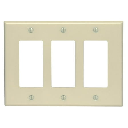 Leviton 80611-I Ivory Midway Three Gang Decora Wall Plate