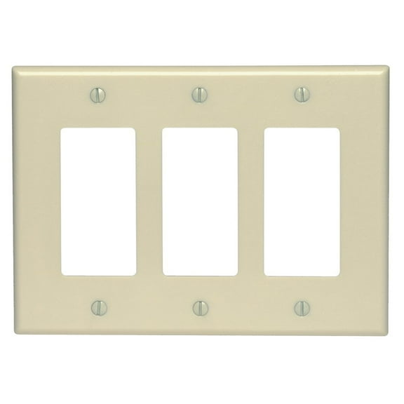 Leviton 80611-I Ivory Midway Three Gang Decora Wall Plate