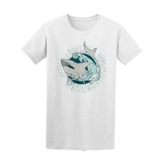 Beautiful Sea Shark In The Waves T-Shirt Men -Image by Shutterstock, Male 3X-Large