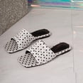 thumbnail image 5 of Samdudou Slides for Women Summer Open Toe Flat Sandals Chic Polka Dot Print Ruched Straps Square Toe Slip On Shoes Elegant Vacation Beach Footwear for Ladies, 5 of 9