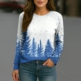 thumbnail image 6 of Women's Christmas Printed Round Neck Sweatshirt, Long Sleeve Casual Pullover Top, Raglan Sleeve Holiday Graphic Fall Winter Clothes,Blue,4XL, 6 of 7