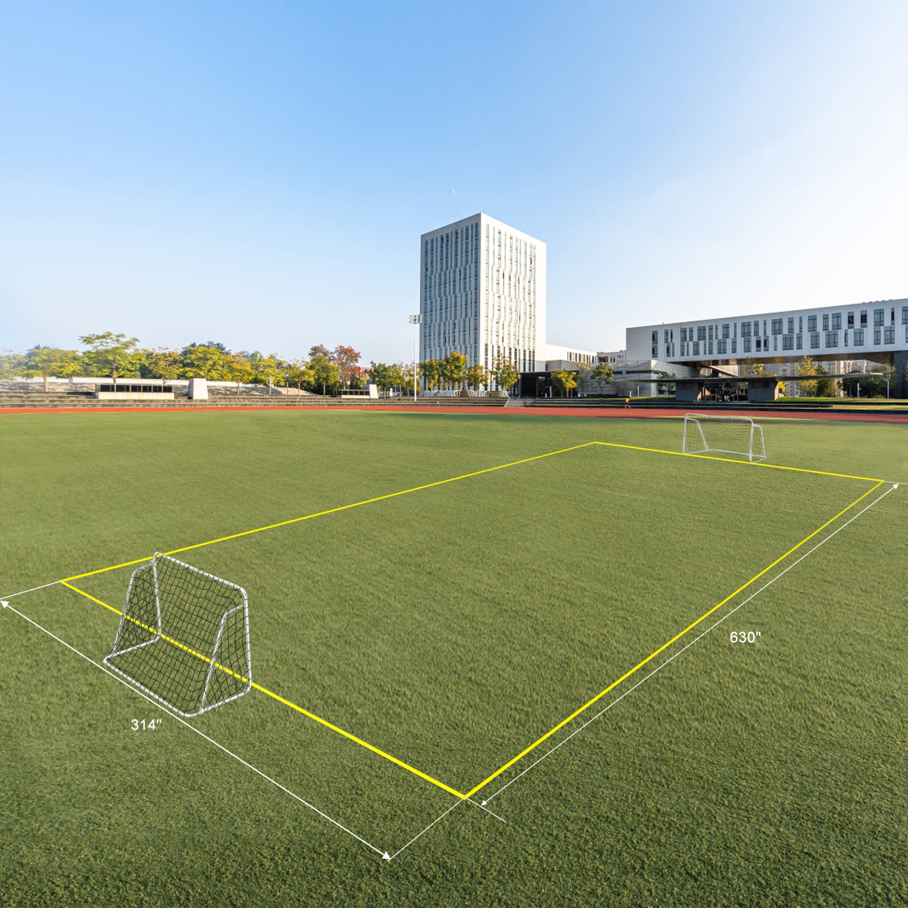 6.6Ft Football Goal Set of 2, Portable Soccer Goal Net and Field Rope