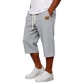 thumbnail image 4 of Dwellite Long Short for Men Below Knee Cargo Short Pants Casual Summer Lightweight 3/4 Sweat Shorts with Pockets SweatShorts Gray L, 4 of 6