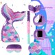 thumbnail image 4 of Piñata Atiloy con cola de sirena con venda en los ojos para fiestas de niñas, 4 of 9