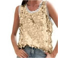 thumbnail image 2 of Ounisa Halter Sequin Tank Tops for Women Sleeveless Sparkly Glitter Club Outfits Ruched Flowy Shiny Party Concert Shirt, 2 of 9