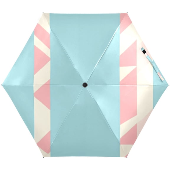 Candy Stripe Pattern Umbrellas for Sun Auto Open Close UV50  Waterproof 5-Fold Compact Fiberglass Frame