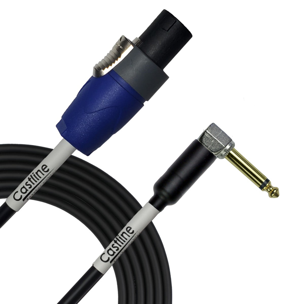 WJSTN 1/4 TS to Right Angle Speakon Speaker Audio Cable ， Speakon To6.3mm Mono Adapter，1/4 TS to Speak-on Cable-2 Pack 