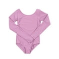 thumbnail image 2 of Leveret Girls Long Sleeve Leotard Classic Solid Color Color: Purple Size: LARGE, 2 of 2