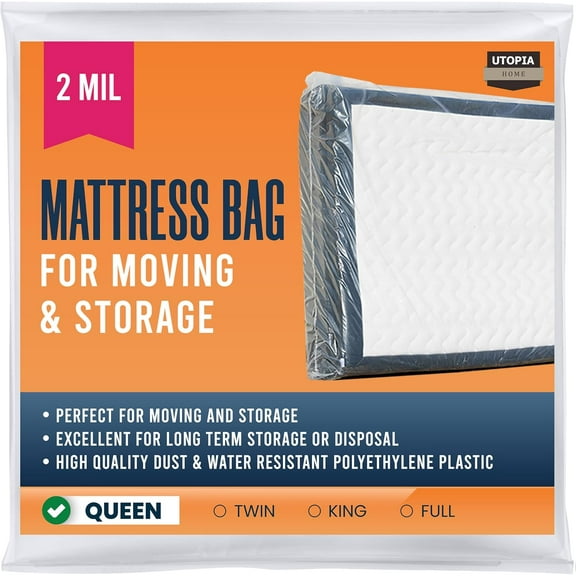 Mattress Bag for Moving Queen Size Mattress Storage Bag, Plastic Mattress Encasement Cover, Fits Mattresses up to 14 Inches
