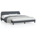 thumbnail image 1 of vidaXL Bed Frame with Headboard Dark Grey 183x213 cm Velvet, 1 of 5