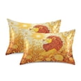 thumbnail image 2 of Dailycode Satin Pillow Case Standard Silk Pillow Cover for Hair and Skin Envelope Closure Lion on Golden Field 20"x26", 2 of 9