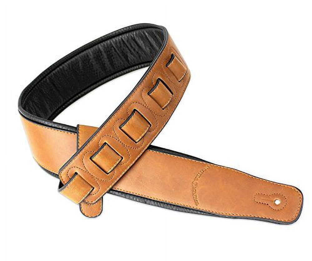 Walker & Williams G-905 Soft Natural Finish Saddle Tan Padded Guitar Strap