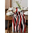 thumbnail image 2 of Red Stripe Table Runner Grey Moire Ombre Geometric Modern Abstract Tablerunners 13 x 90 Inch, Table Decorations Tabletop Scarf for Summer Gathering Holiday Farmhouse Kitchen Dining Decor, 2 of 6