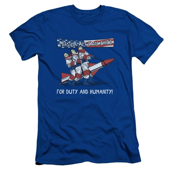 Three Stooges Mission Accomplished S/S Adult 30/1 T-Shirt Royal Blue