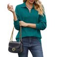 thumbnail image 4 of NFTOEIULA Women Jacquard Textured V Neck Long Sleeve Sweatshirt, 4 of 7