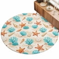 Bohemian Tropical Beach Washable Round Area Rug 5 ft, Nautical Teal ...