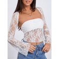 thumbnail image 5 of Women Sexy See Through Strapless Bandeau Vest and Long Sleeve Cover Up Lace Clothes Party Clubwear, 5 of 10
