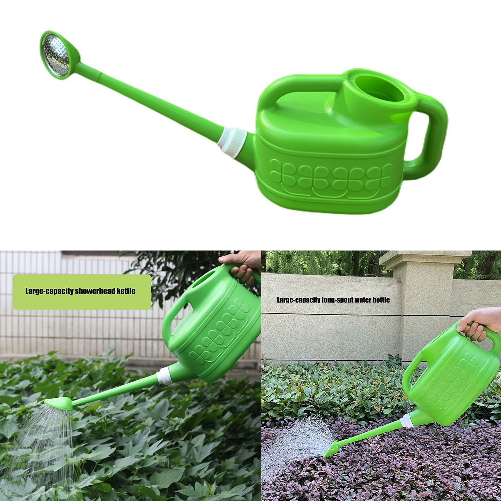 Large Capacity Gardening Watering Can With Interchangeable Spout Plastic Ergonomic Grip For Potted Plant Baskets