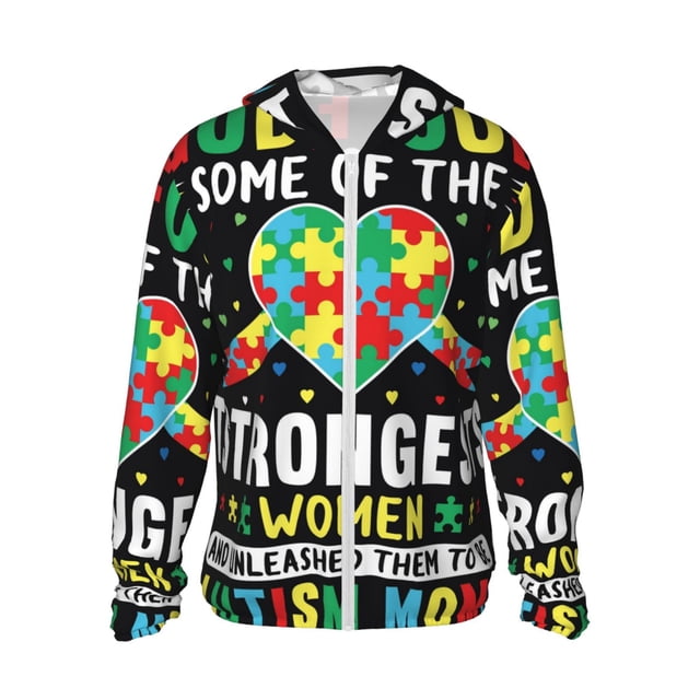 KLL I Love With Autism Imprimé pour Hommes Femmes UPF 50+ Protection Solaire Chandail à Capuchon d'Extérieur Veste Manches Longues Pêche Randonnée Performance Chandail-Xx-Grand