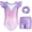 Purple Pink Gradient, variant on Girls Gymnastics Leotard with Shorts & Hair Tie, Shiny Ruffle