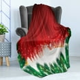 thumbnail image 4 of Christmas Soft Flannel Fleece Throw Blanket, Blurry Xmas Carol Background Santa Fir Rudolph Annual Festival Image, Cozy Plush for Indoor and Outdoor Use, 50" x 70", Red Green White, by Ambesonne, 4 of 5