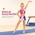 thumbnail image 3 of Girls Gymnastics Leotard 2-Piece Shiny gymnastics outfit with Shorts，Rose Red, 3 of 9